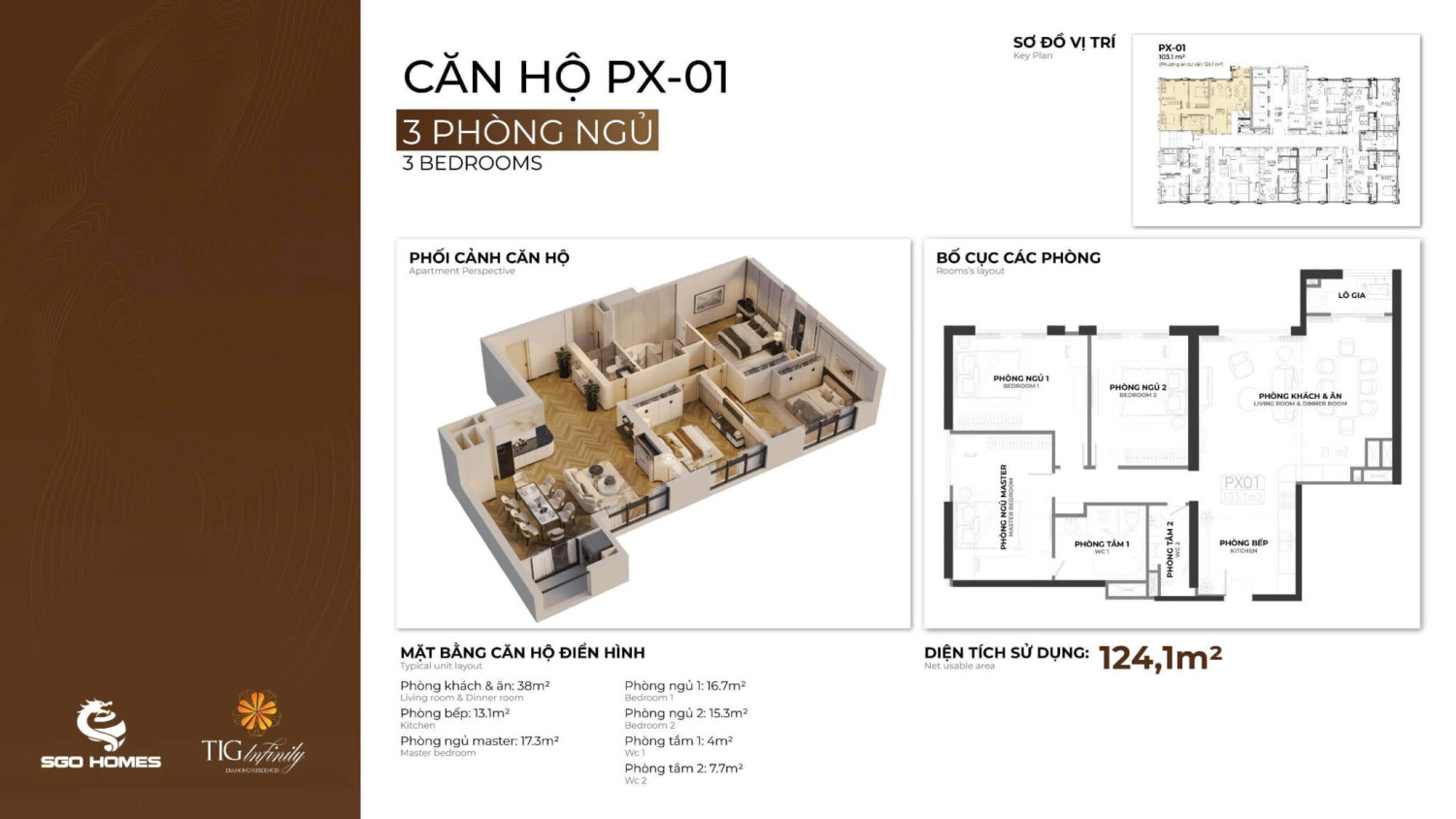 Căn hộ PX-01, 3 phòng ngủ