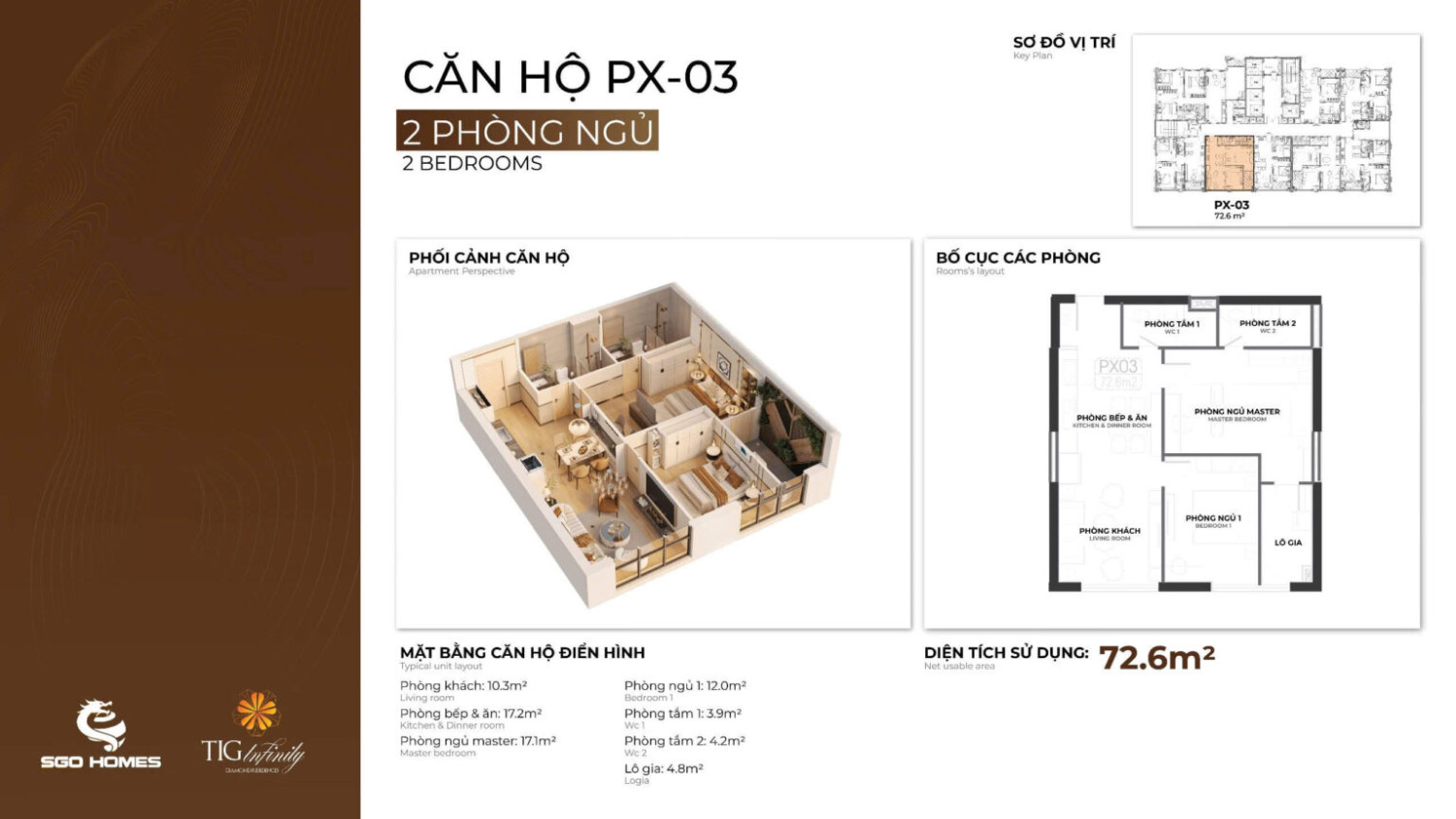 Căn hộ PX-03, 2 phòng ngủ